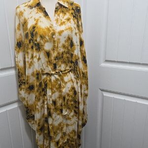 Tie-Dye Button-Up Shirt Dress